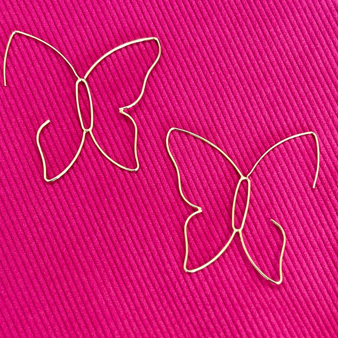 Gold Butterfly Wire Earrings